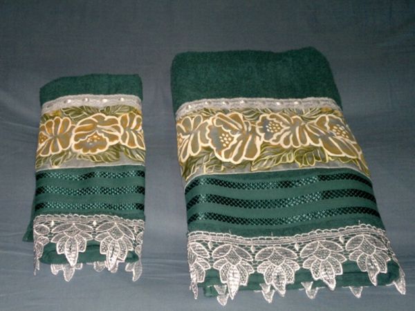 Toalha Verde Banho e Rosto Pintada